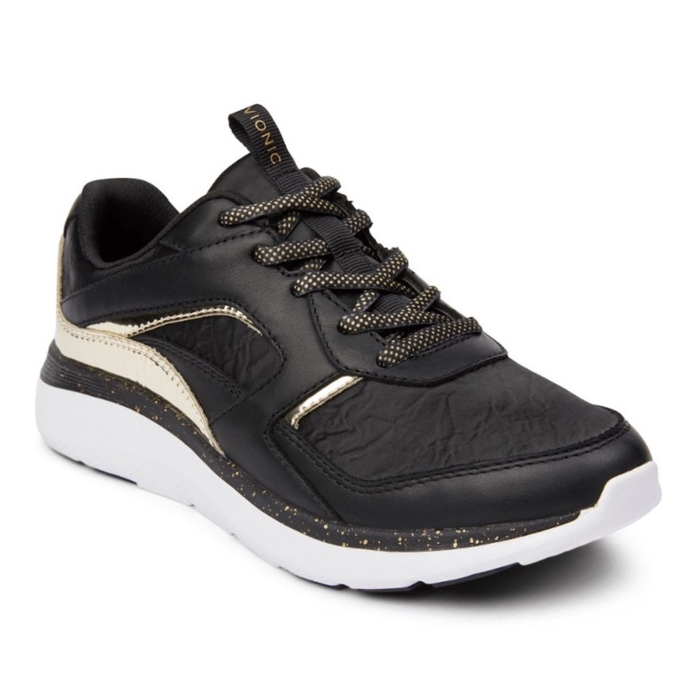 NWOB - Vionic Adela Met Sneaker - Black/Gold - Size 8